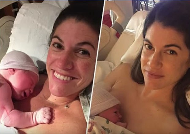 As gêmeas Sarah Mariuz e Leah Rodgers com seu bebês na maternidade. Foto: Reprodução/Youtube